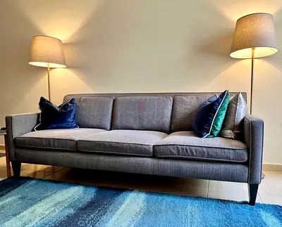 Modern Crate & Barrel Premium Grey Three Seater Sofa