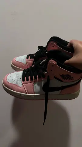 Slightly used Pink & White Air Jordan-style High Top Sneakers, Size 37-38