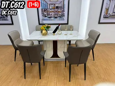 Brand new Top Marble Dinning Table with 6 Chairs Available