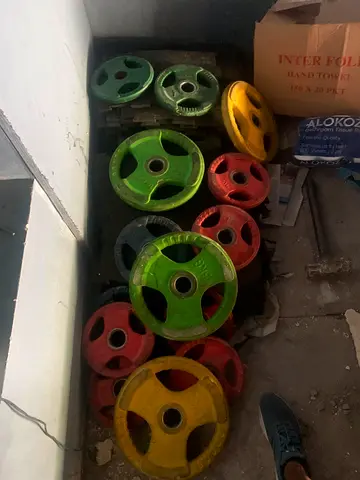 Used Color-Coated Olympic Weight Plates Set