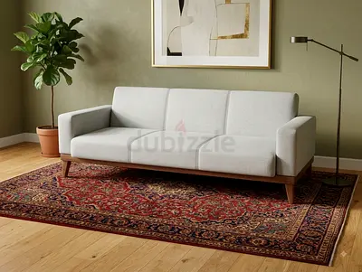 Three-seater mid-century modern sofa in light grey - good condition