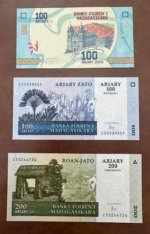 Madagascar Banknotes – 3 Notes Collection