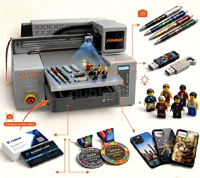 A3 UV DTF Printer with 2xp600 printhead with camera