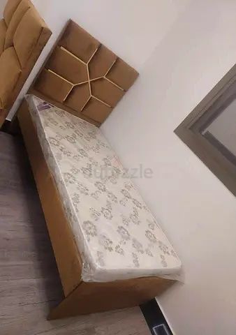 Single bed with mattress and upholstered headboard - brand new