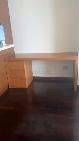 Solid wood study desk with 3 drawers - good condition