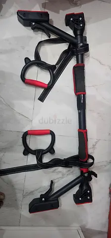 Adjustable Doorway Pull-Up and Push-Up Bar with Resistance Band Hooks