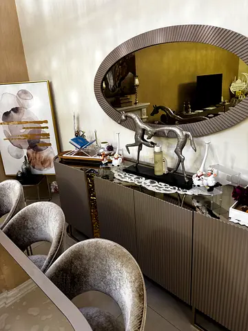 Modern dining set with sideboard and mirror