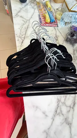 Set of 100 Black Velvet Non-Slip Clothes Hangers - Good Condition