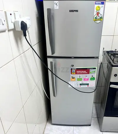Geepas Silver Double-Door Refrigerator - Good Working Condition