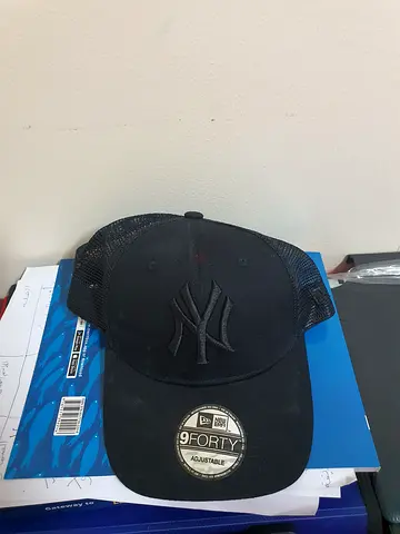 Black New York Baseball Cap with Mesh Back