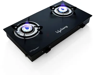 Lifelong LLGS10 Glass Top, 2 Burner Manual Glass Gas Stove, Black (ISI Certified)