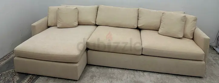Perfect condition crate&barrel beige color lshape sofa