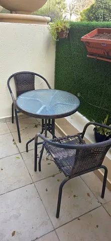 FREE: Outdoor Bistro Set with Glass Top Table and Two Chairs