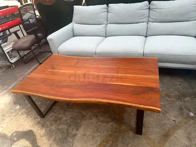 Live Edge Wooden Coffee Table with Metal Legs