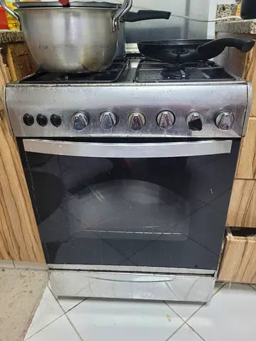 Used freestanding oven with gas hob - stainless steel, good working condition