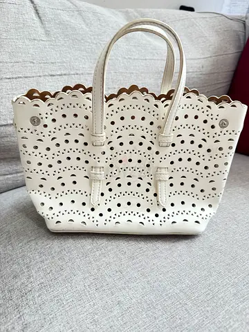 Alaia original Beige laser-cut tote bag with inner pouch
