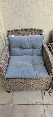FREE: Outdoor Wicker Patio Set-Chair, Table & Lounger