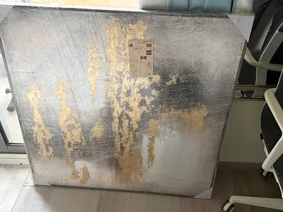 Large Abstract Silver & Gold Wall Art Painting - Unframed Canvas
