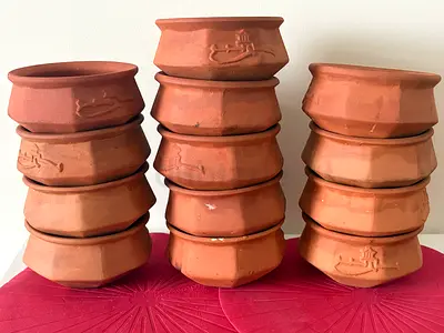 Earthenware Terracotta Clay Biryani / Curry Handi Serving Bowls (Set of 12)
