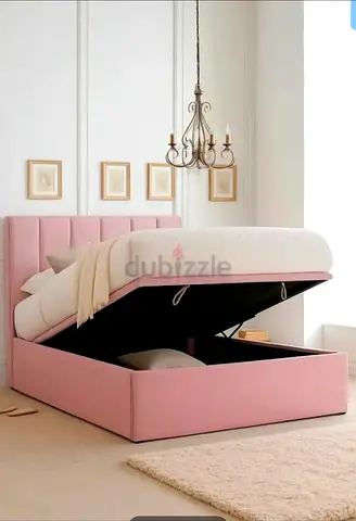 New Pink Upholstered Ottoman Storage Bed - Queen Size