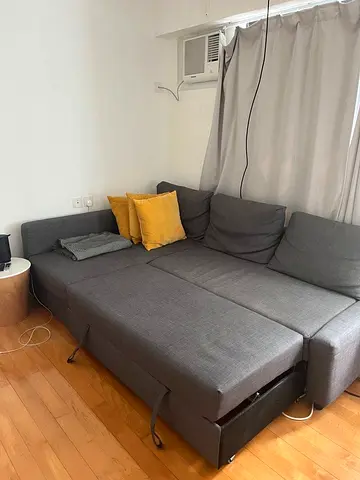 Grey L-shaped Sofa Bed with Storage - Good Condition