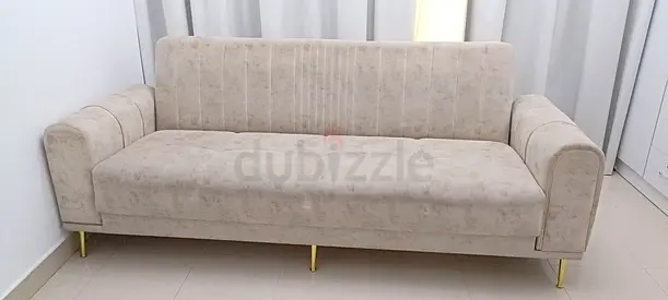 Four seater Fabric Sofa cum Bed Beige color for Sale