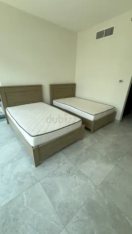 Pair of Double wooden beds with mattresses, dresser and 1 night stand - Excellent condition