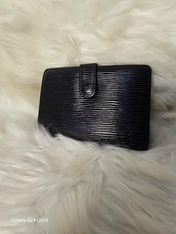 Louis Vuitton Black Textured Leather Bifold Wallet with Snap Closure