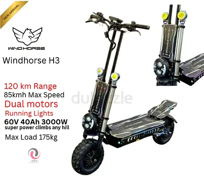 WindHorse H3 Electric Scooter – 3000W Dual Motor | 60V 40AH