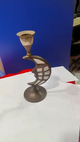 Antique brass candle holder 17cm height