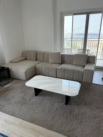Light grey 5-seater + loung sofa + Coffee table + carpet (together or separate)