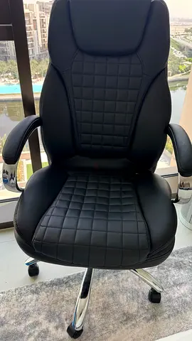 Black Quilted Executive Office Chair with Armrests