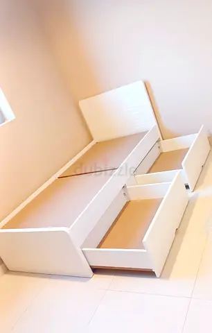 Single bed with built-in underbed drawers - white, brand new