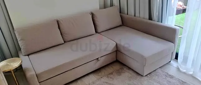 Beige L-Shaped Corner Sofa with Chaise