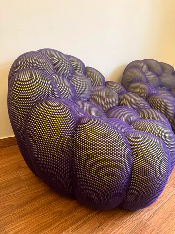 x2 ROCHE BOBOIS Bubble swivel pivoting armchairs in Techno 3D fabric W92 H68 D91 cm (no footrest)