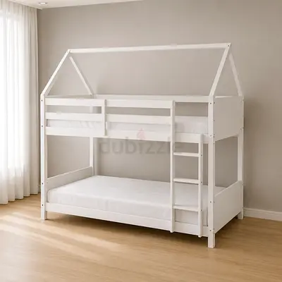 White House Style Wooden Bunk Bed for Kids