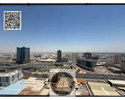 عرض خاص لفترة محدودة! شقة غرفتين نوم (2BHK) بإطلالة بانورامية على المدينة، مع موقف سيارة، للإيجار في موقع مميز في أبراج لؤلؤة عجمان.