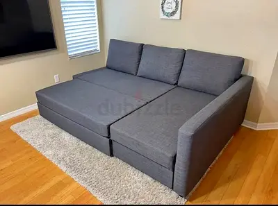 Grey Sectional Sofa Bed with Pull Out Function