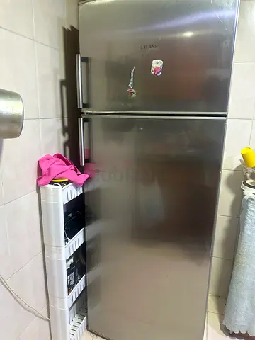 Stainless Steel Double-Door Refrigerator - Good Working Condition