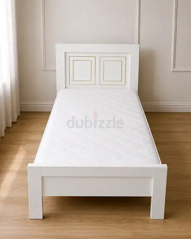 White Single Bed Frame with Mattress