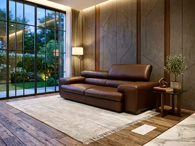 Roche Bobois Brown Leather 3-Seater Sofa in Excellent Condition