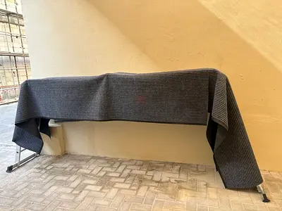 Dark grey ribbed runner carpet - long hallway rug