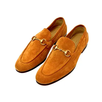 Gucci Suede Horsebit Jordaan Loafer Harness Brown - Size 42