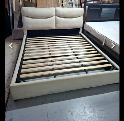 Upholstered King Bed Frame with Cushioned Headboard