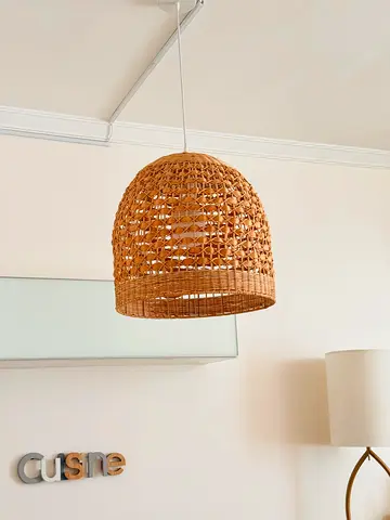 Set of 2 Handwoven Rattan Pendant Light Shade - home center brand Natural Wicker Ceiling Lamp