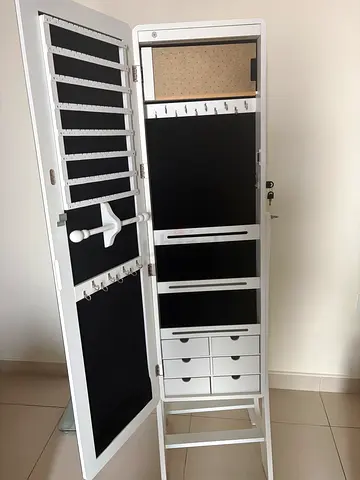 Standing Full-Length Mirror & Lockable Jewelry Storage Case