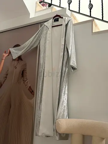 Light silver abaya with matching open-front outerwear - new own brand product