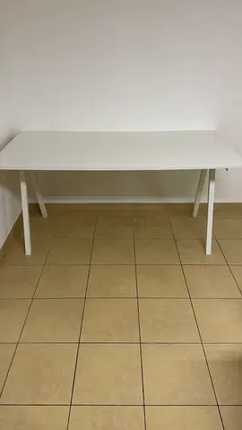 Simple white rectangular dining/office table - good condition