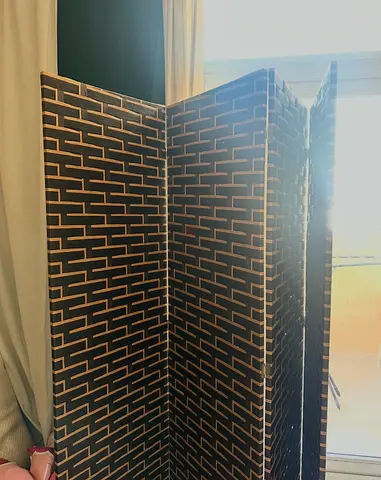 4 panel Folding Room Divider / Privacy Screen - Dark Woven Pattern