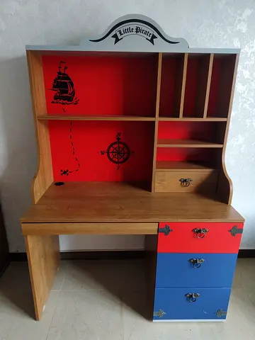 Little Pirate Kids Study Desk with Shelves and Drawers